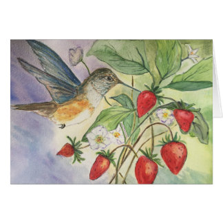 Hummingbird at the Strawberries