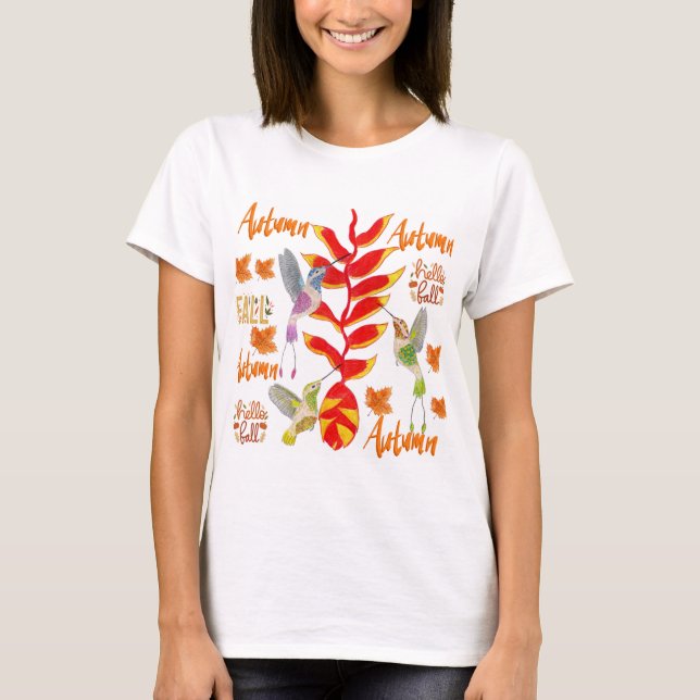 Hummingbird Autumn /Fall T-Shirt (Front)