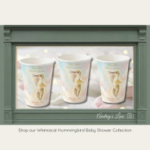 Hummingbird Baby Shower Cups | Soft Pastel Sky