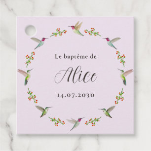 Hummingbird Baptism Favour Tags