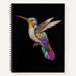 Hummingbird Bird Animal Portrait Stained Glass Art Notebook