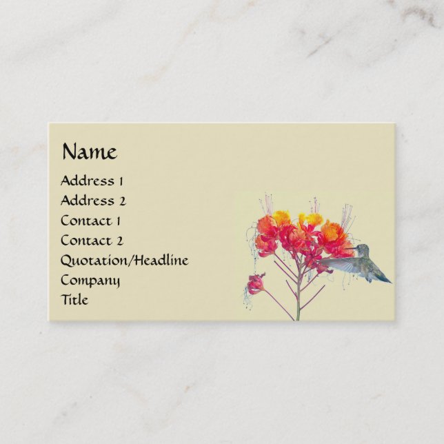 Hummingbird Bird Animal Wildlife Floral Business Card (Front)