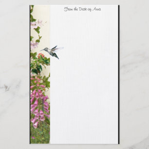 Hummingbird Bird Animal Wildlife Floral Stationery