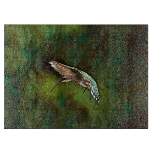 Hummingbird Bird Art Glass Cutting Board (Front)