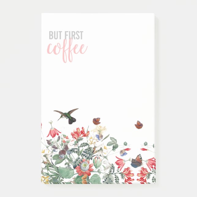 Hummingbird Bird Butterfly Flowers Coffee Notes (Front)