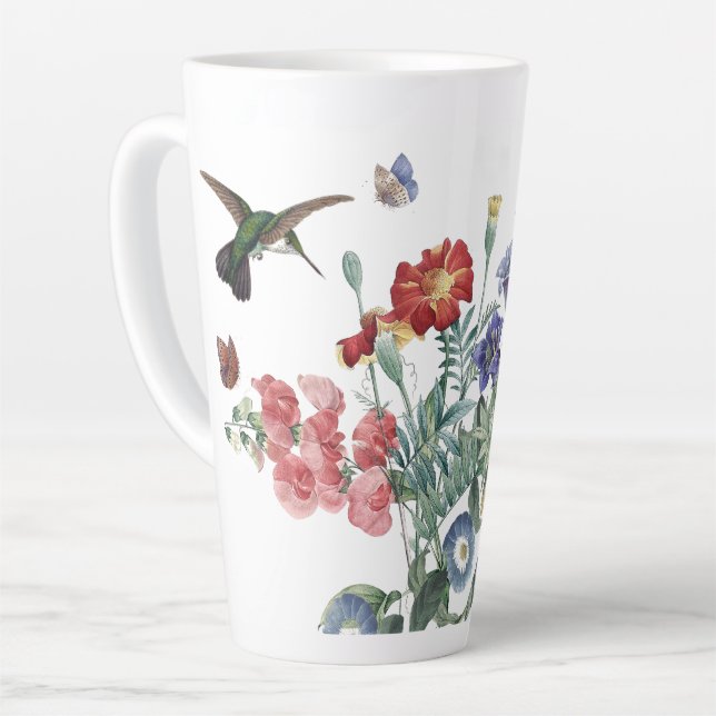 Hummingbird Bird Butterfly Garden Flower Latte Mug (Left Angle)