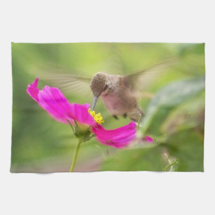Hummingbird Bird Floral Animal Wildlife Flower Tea Towel