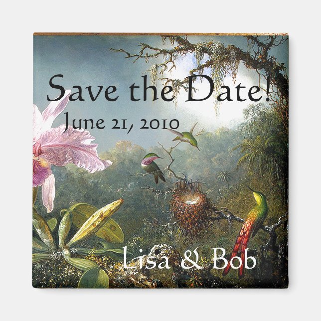 Hummingbird Bird Flowers Floral Save the Date Magnet (Front)