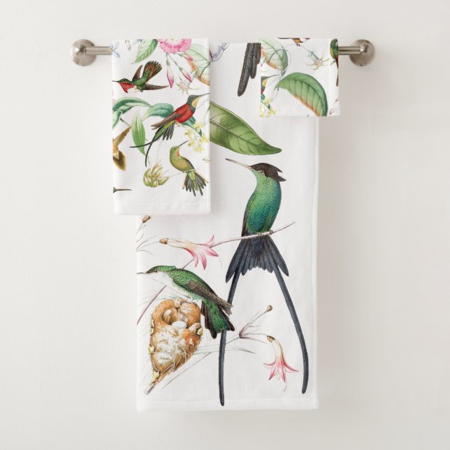 Hummingbird Bird Heaven Bath Towel Set (Insitu)