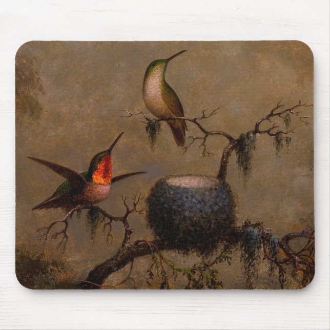 Hummingbird bird nest victorian heade painting mouse pad (Front)
