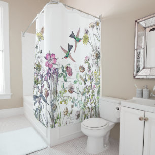 Hummingbird Bird Wildflower Flowers Shower Curtain