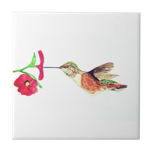 Hummingbird Bird Wildlife Watercolor Colourful  Tile (Front)