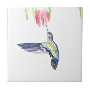 Hummingbird Bird Wildlife Watercolor Colourful  Tile