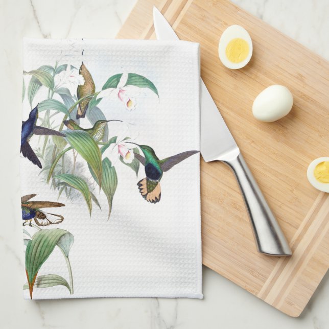 Hummingbird Birds Animals Flowers Kitchen Towel (Quarter Fold)