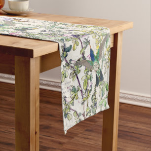 Hummingbird Birds Clover Flowers Table Runner