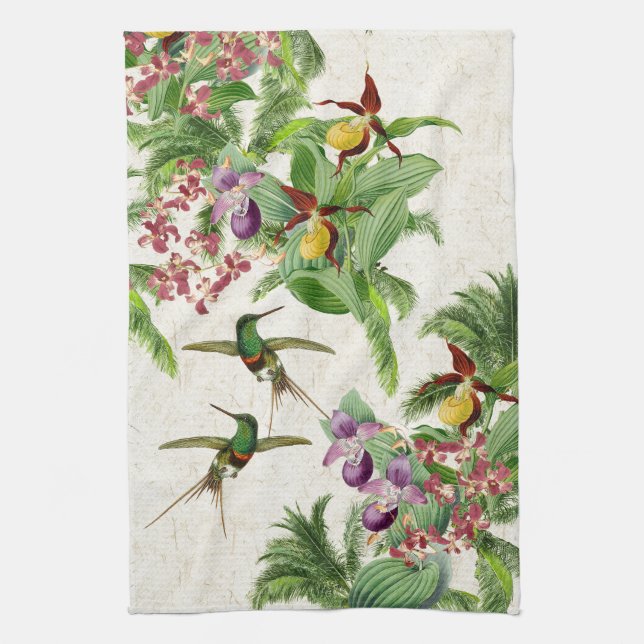 Hummingbird Birds Flowers Animals Kitchen Towel (Vertical)