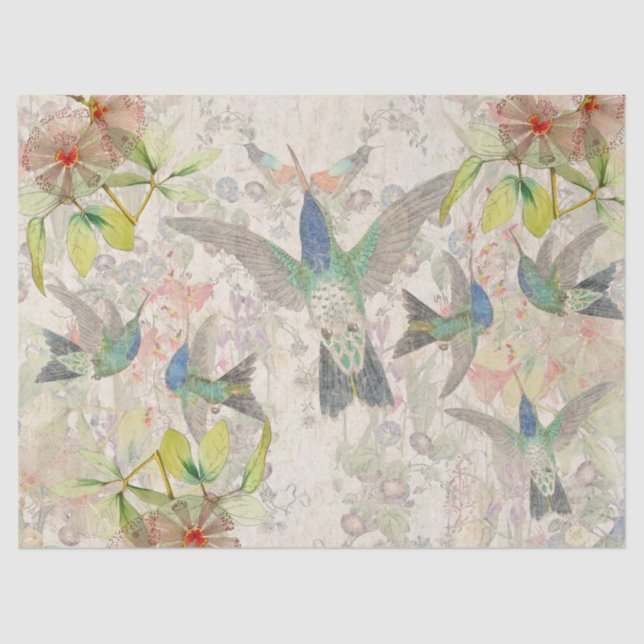 Hummingbird Birds Flowers Animals Tissue Paper (Front)