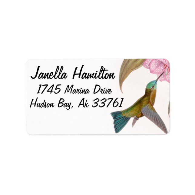 Hummingbird Birds Flowers Floral Wildlife Animals Label (Front)