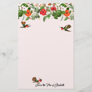 Hummingbird Birds Hibiscus Flowers Stationery