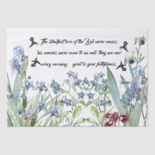 Hummingbird Birds Irises Floral Mercy Tissue Paper