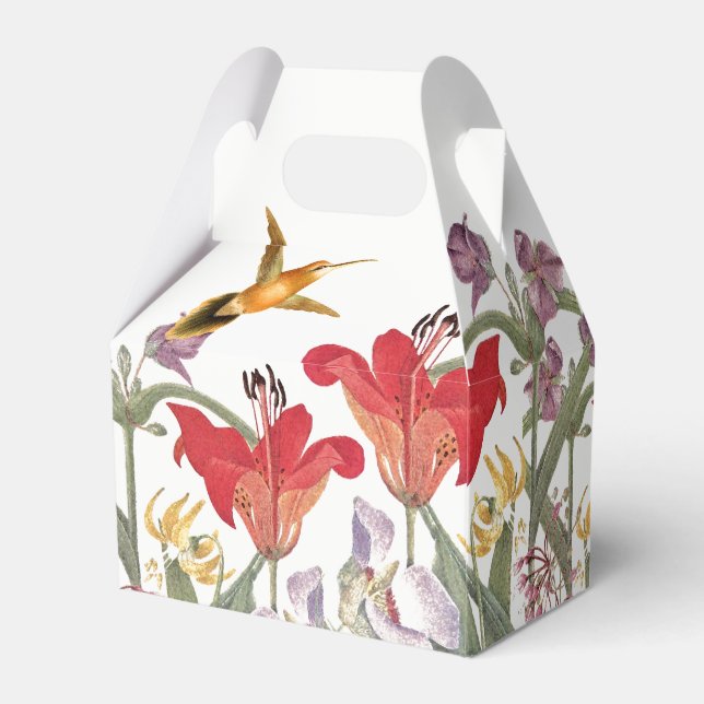 Hummingbird Birds Lily Flowers Garden Favour Box (Back Side)
