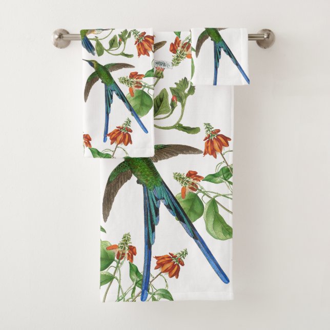Hummingbird Birds Wildlife Flowers Bath Towel Set (Insitu)
