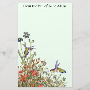 Hummingbird Birds Wildlife Flowers Floral Stationery