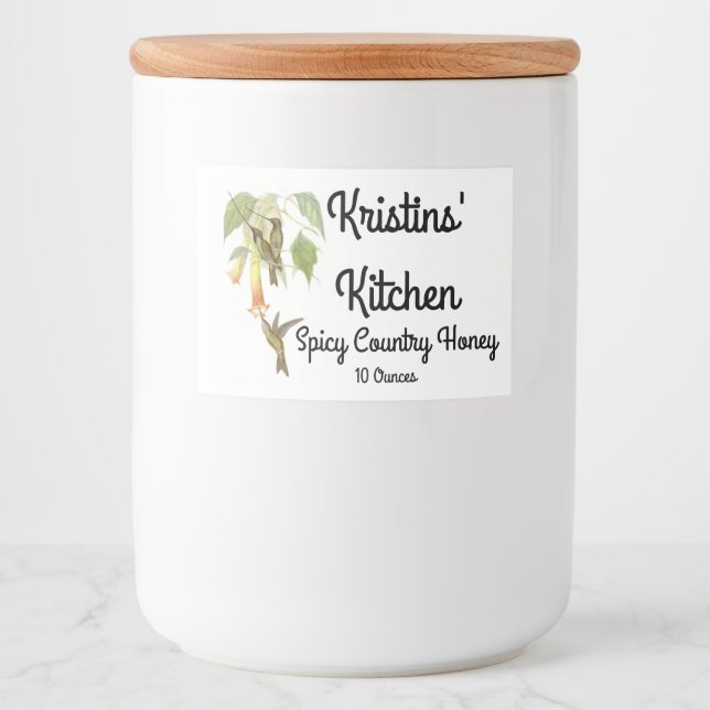 Hummingbird Birds Wildlife Flowers Food Label (Front)