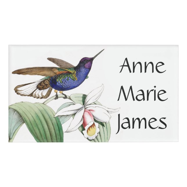 Hummingbird Birds Wildlife Flowers Name Tag (Front)