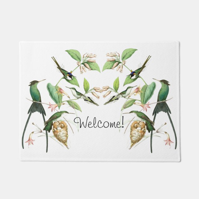 Hummingbird Birds Wildlife Flowers Welcome Dorrmat Doormat (Front)