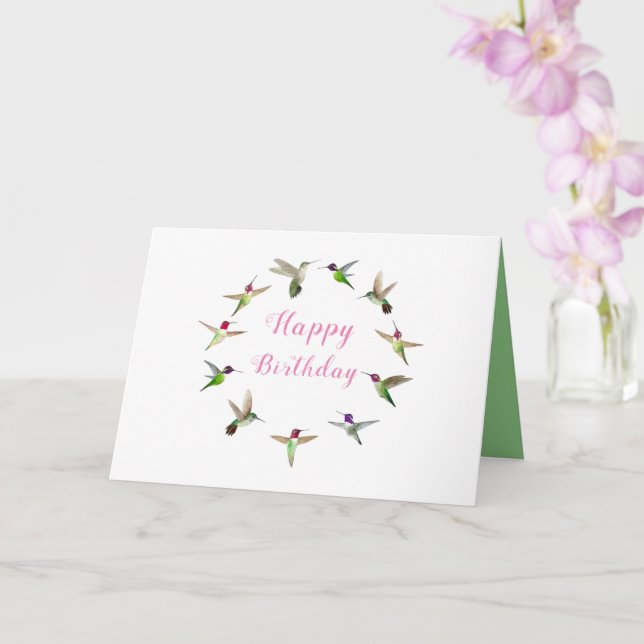 Hummingbird Birthday Card (Orchid)