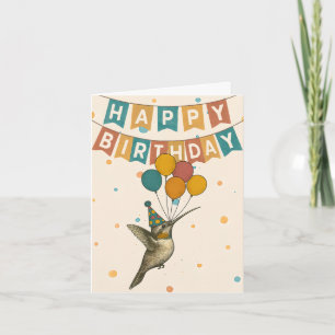 Hummingbird Birthday Card – Flying Party Bird