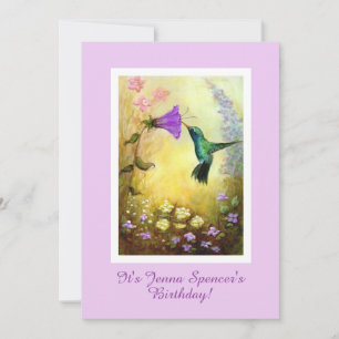 Hummingbird Birthday Party Invitation (Lavender)