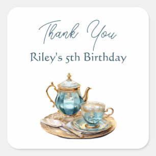 Hummingbird Birthday Tea Party Square Sticker
