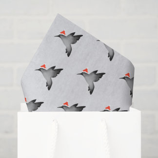 Hummingbird black shadow santa Christmas holiday Tissue Paper