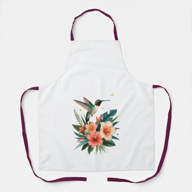 Hummingbird Bloom All-Over Apron (Front)