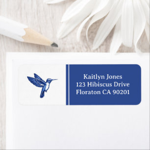 Hummingbird Blue and White Bird Custom Address