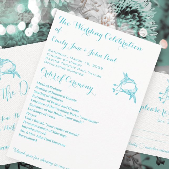 Hummingbird Blue Kiss Wedding Programme (Creator Uploaded)