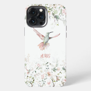 Hummingbird, Blush Pink Roses, Sage Greenery iPhone 13 Pro Max Case