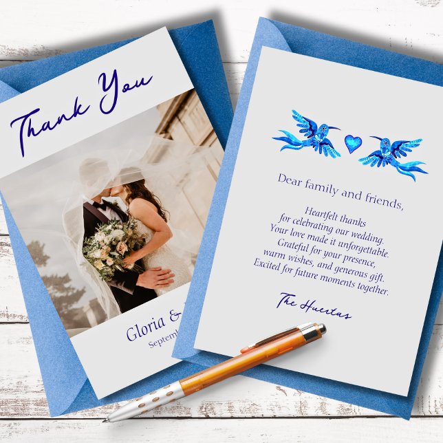Hummingbird Boho Mexican Wedding Thank You Card (Creator Uploaded)