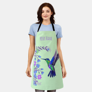 Hummingbird Botanical Flowers for bird lover Apron