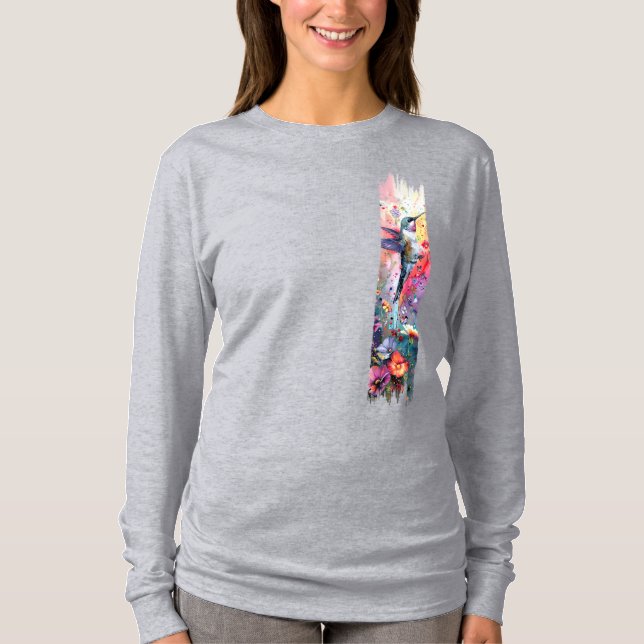 Hummingbird Brushstroke Paint T-Shirt (Front)