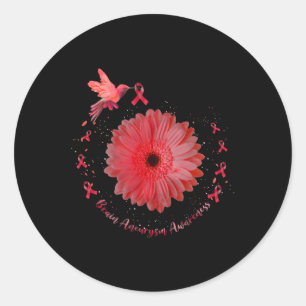 Hummingbird Burgundy Sunflower Brain Aneurysm Awar Classic Round Sticker