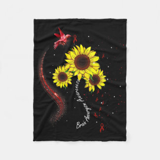 Hummingbird Burgundy Sunflower Brain Aneurysm Awar Fleece Blanket