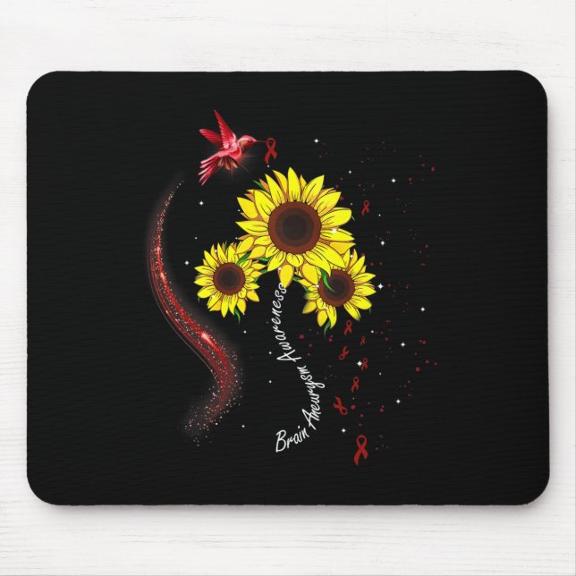 Hummingbird Burgundy Sunflower Brain Aneurysm Awar Mouse Pad (Front)