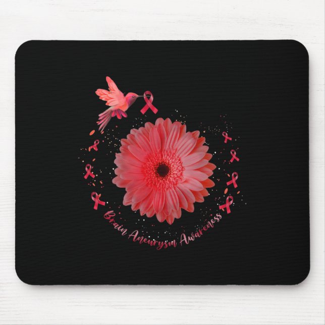 Hummingbird Burgundy Sunflower Brain Aneurysm Awar Mouse Pad (Front)