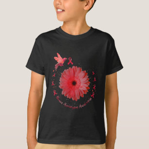 Hummingbird Burgundy Sunflower Brain Aneurysm Awar T-Shirt