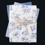 Hummingbird & Butterfly Floral Toile Blue Wrapping Wrapping Paper Sheet<br><div class="desc">Hummingbird & Butterfly Floral Toile Blue Wrapping Wrapping Paper Sheet Set of 3</div>