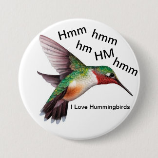 Hummingbird Button/ 3" Round 7.5 Cm Round Badge