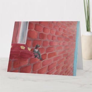 Hummingbird by a Brick Wall: Card 8.5"x11"